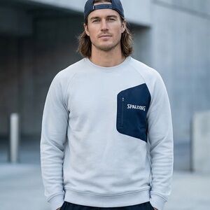 NWT Spalding Men's Gray Sweater with Navy Accent